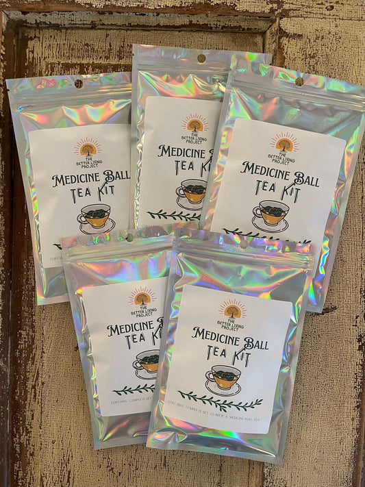 Five Medicine Ball Tea Kits ready to give as teacher gifts