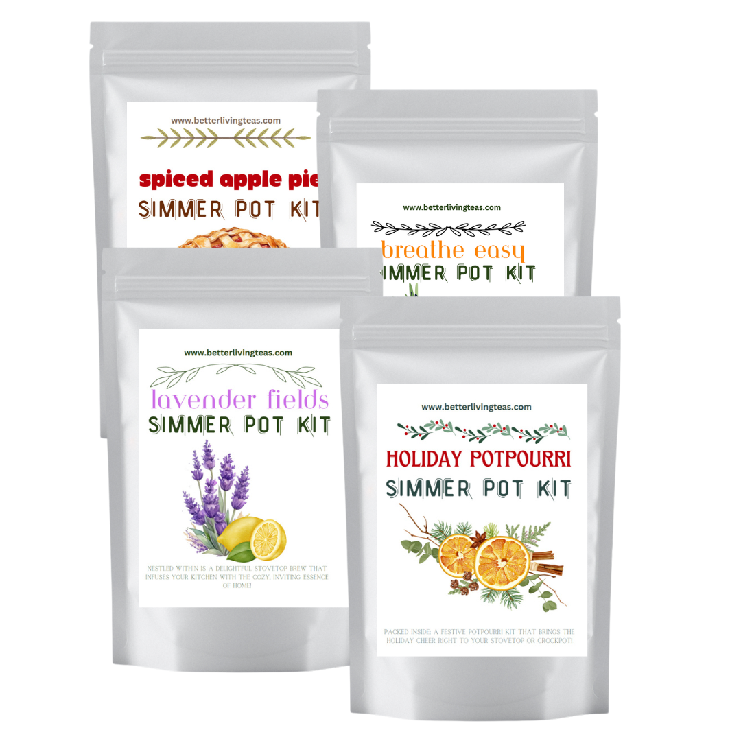Stovetop Simmer Pot Potpourri -  Variety Pack (4 Kits) - Better Living Teas and Gifts