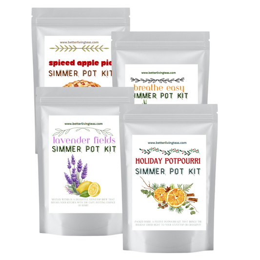 Stovetop Simmer Pot Potpourri -  Variety Pack (4 Kits) - Better Living Teas and Gifts