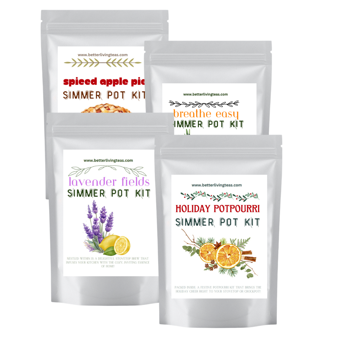 Stovetop Simmer Pot Potpourri -  Variety Pack (4 Kits) - Better Living Teas and Gifts